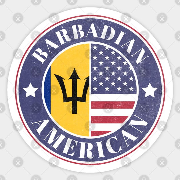 Proud Barbadian-American Badge - Barbados Flag Sticker by Yesteeyear
